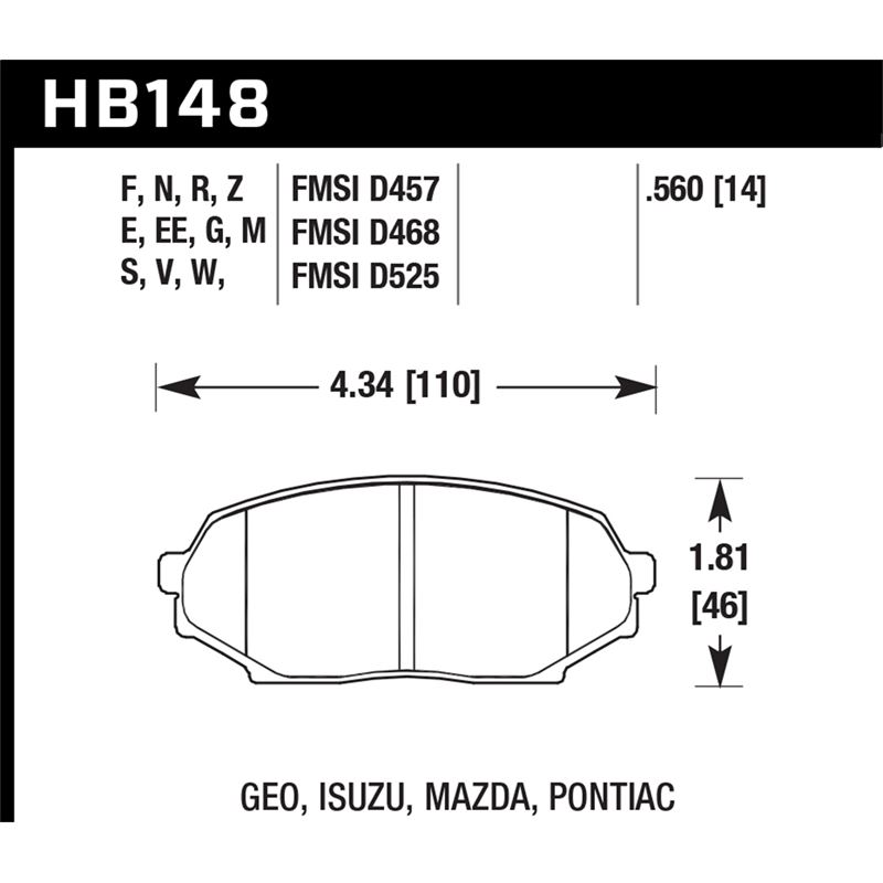 Hawk Performance HT-10 Brake Pads (HB148S.560)