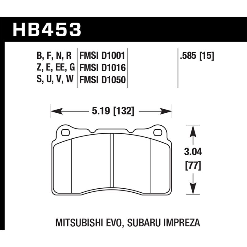 Hawk Performance Blue 9012 Brake Pads (HB453E.585)