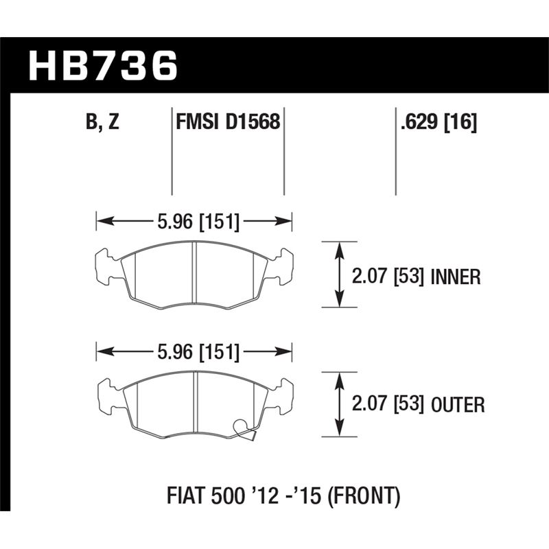 Hawk Performance HPS 5.0 Brake Pads (HB736B.629)