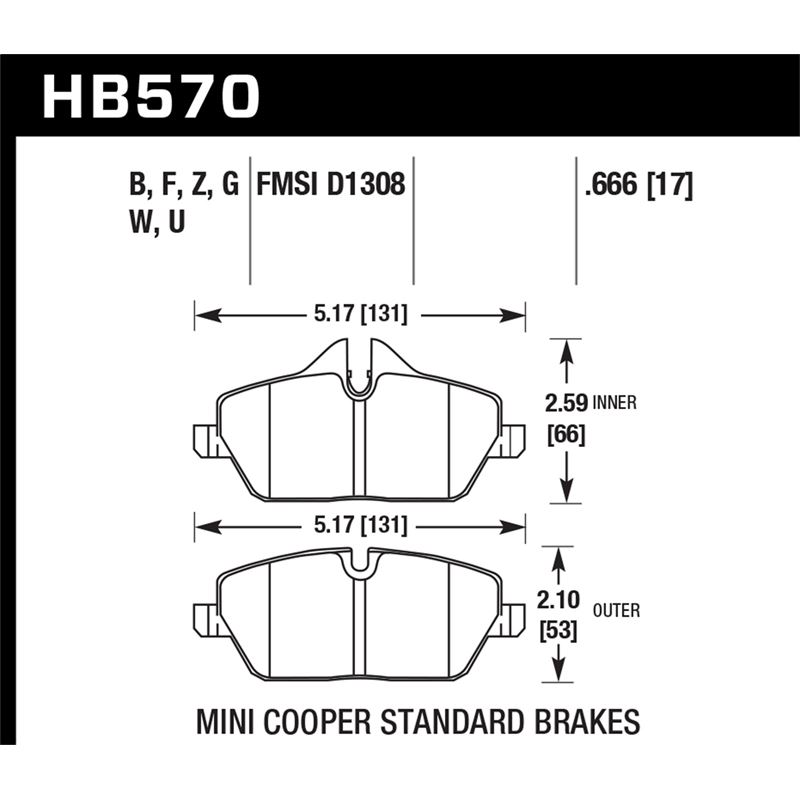 Hawk Performance HPS 5.0 Brake Pads (HB570B.666)