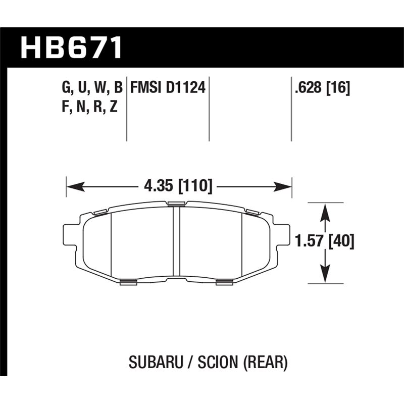 Hawk Performance HPS Brake Pads (HB671F.628)