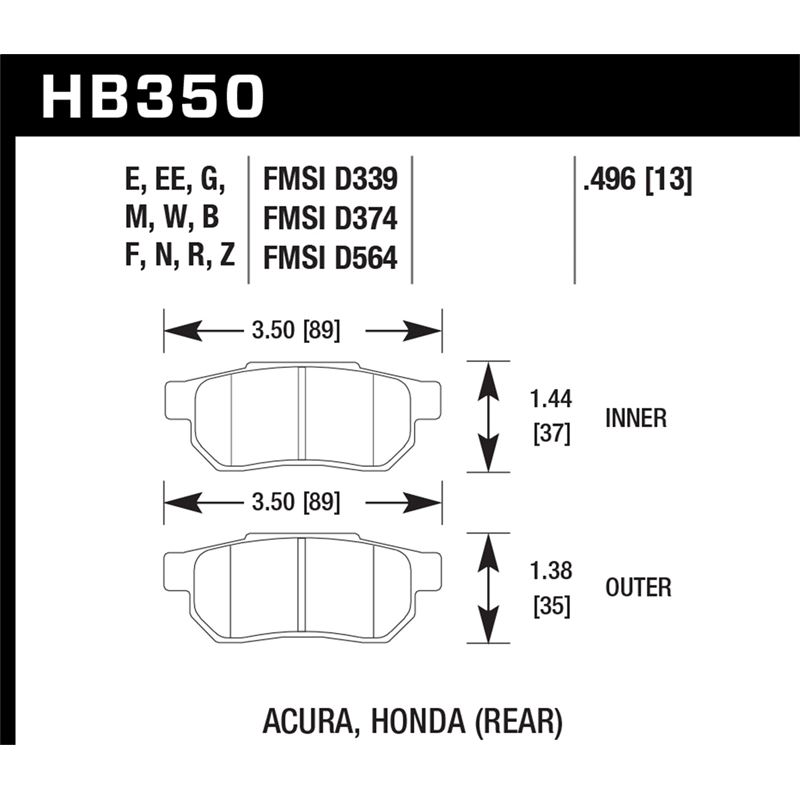 Hawk Performance HPS Brake Pads (HB350F.496)