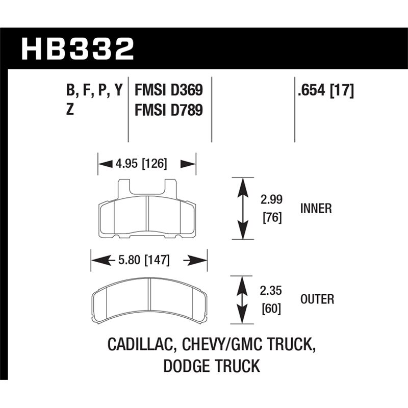 Hawk Performance HPS Brake Pads (HB332F.654)