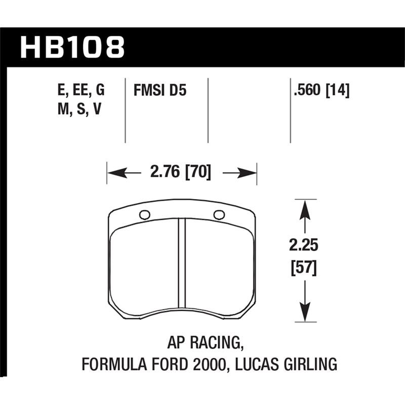 Hawk Performance Motorsports Brake Pads (HB108V.56