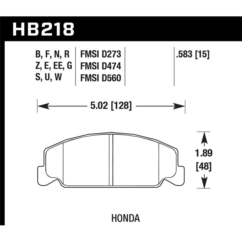 Hawk Performance HPS 5.0 Brake Pads (HB218B.583)
