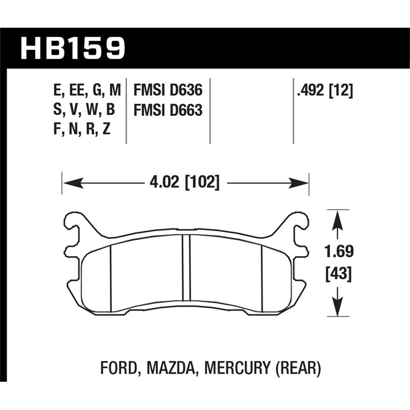 Hawk Performance Black Brake Pads (HB159M.492)