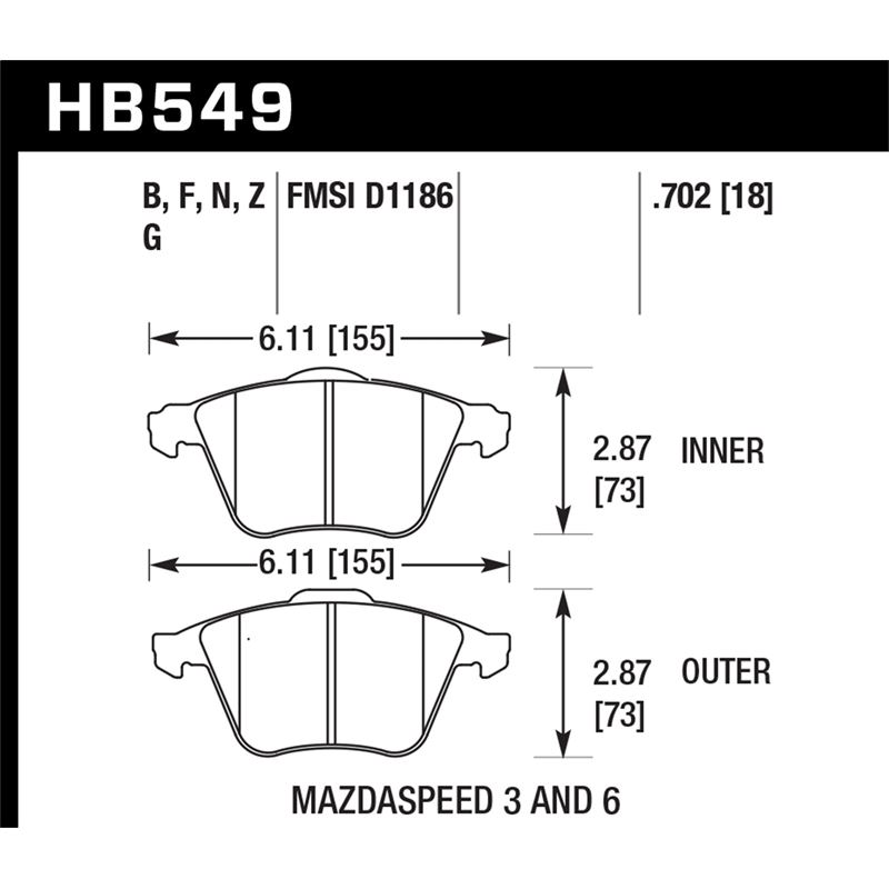 Hawk Performance HPS 5.0 Brake Pads (HB549B.702)