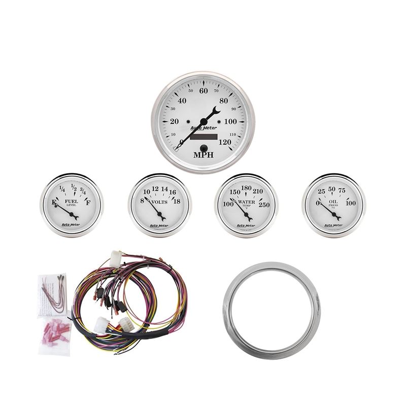 Autometer Old Tyme White 5 Piece Kit Direct-Fit Da