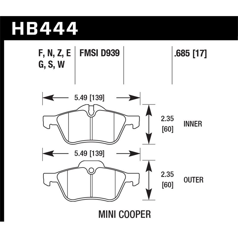 Hawk Performance Performance Ceramic Brake Pads (H