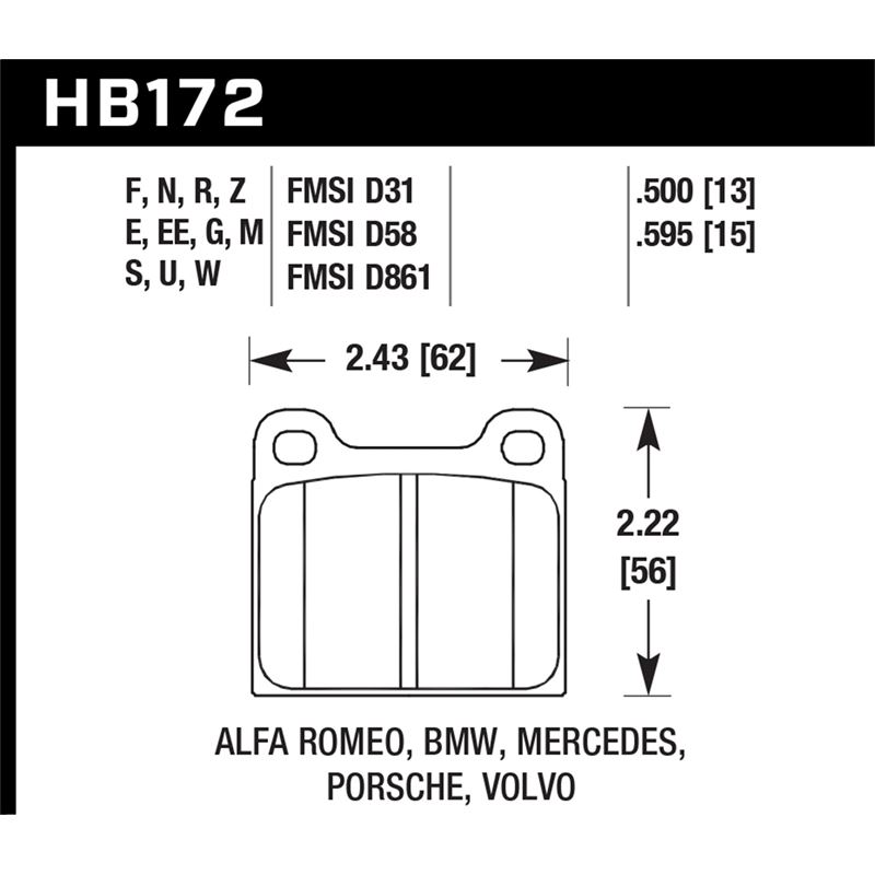 Hawk Performance Performance Ceramic Brake Pads (H