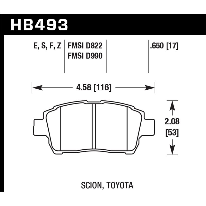 Hawk Performance Blue 9012 Brake Pads (HB493E.650)