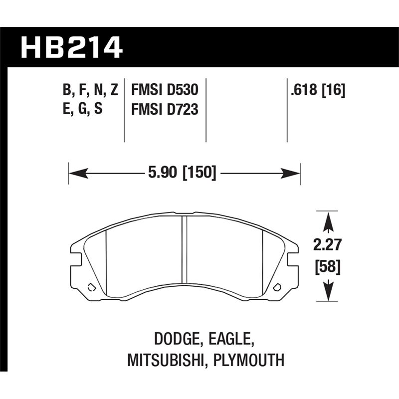 Hawk Performance HPS Brake Pads (HB214F.618)