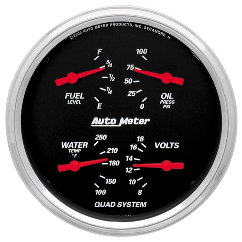 AutoMeter Designer Black 5in Quad Gauge - Fuel Lev