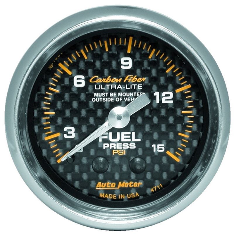 AutoMeter Carbon Fiber 52mm 15 PSI Mechanical Fuel