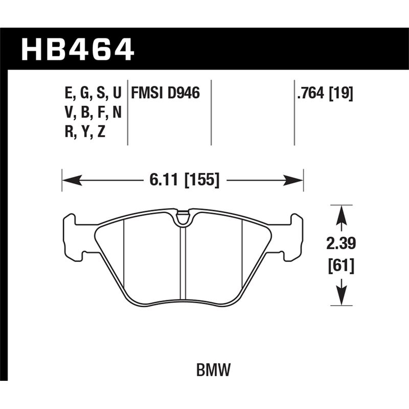 Hawk Performance HPS Brake Pads (HB464F.764)