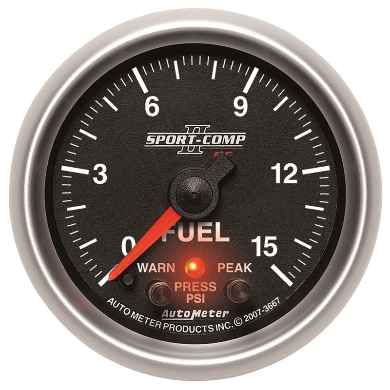 AutoMeter Sport-Comp II 2-1/16in 0-15 PSI Fuel Pre