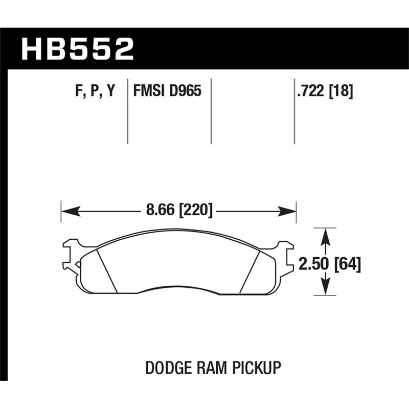 Hawk Performance HPS Brake Pads (HB552F.722)