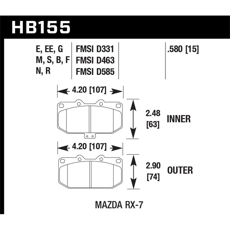 Hawk Performance DTC-60 Brake Pads (HB155G.580)