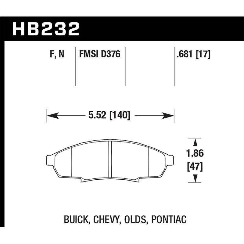 Hawk Performance HPS Brake Pads (HB232F.681)