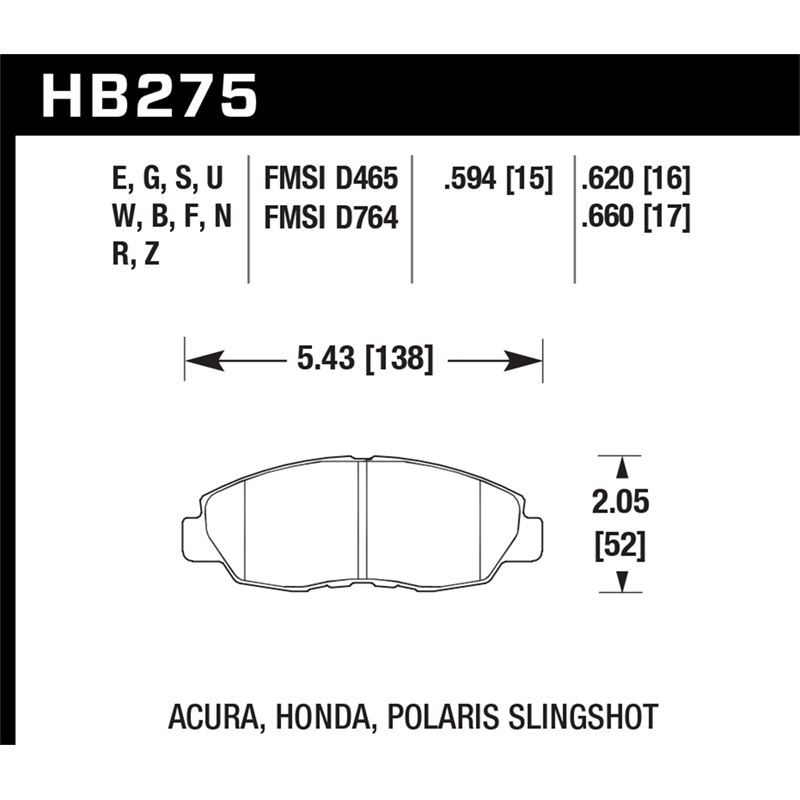 Hawk Performance HT-10 Brake Pads (HB275S.594)